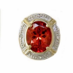 B2164 14K SALMON TOPAZ AND DIAMOND SLIDE 